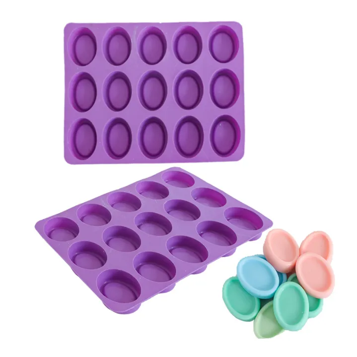 Handmade 15 Cavity Oval Silicone Baking Cake Mould Soap Molds