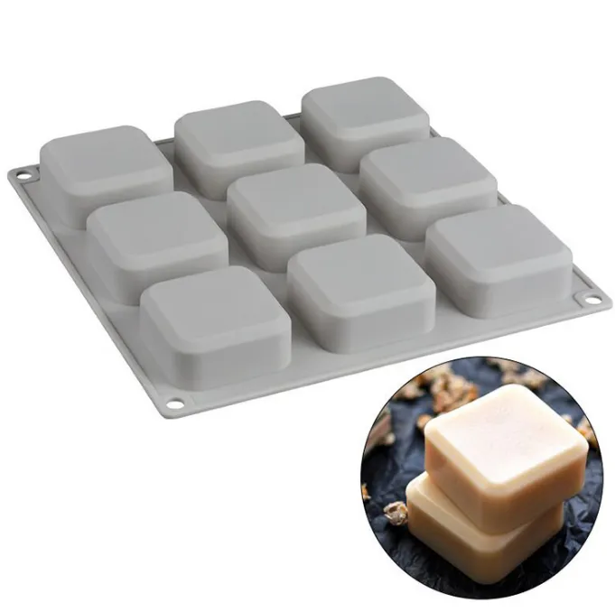 9-Cavity Square DIY Handmade Silicone Soap Mold