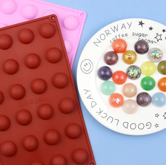 24 Cavities Jelly Mousse Chocolate Molds Semicircle Silicone Cake Mold