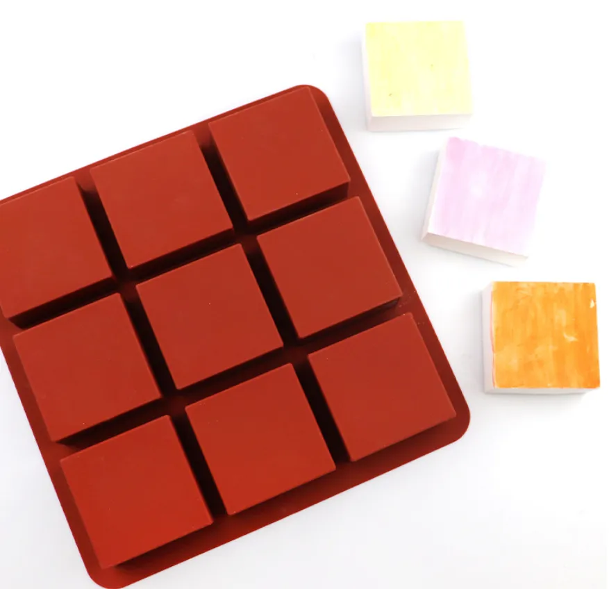 9 Hole square Shape Silicone Cake Mould Home Diy Hand Make Soap Mold
